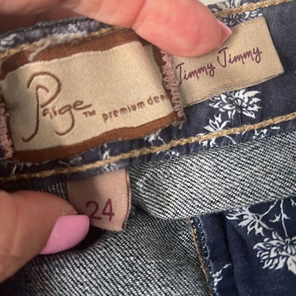 Paige Jimmy Jimmy Short Dark Blue Cutoff Distressed Frayed Women’s Shorts Sz 24 - Picture 9 of 11